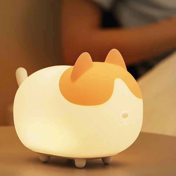 Squishy Silicone Kawaii Cat LED Night Light - Perfect Gift for Kids and Girls