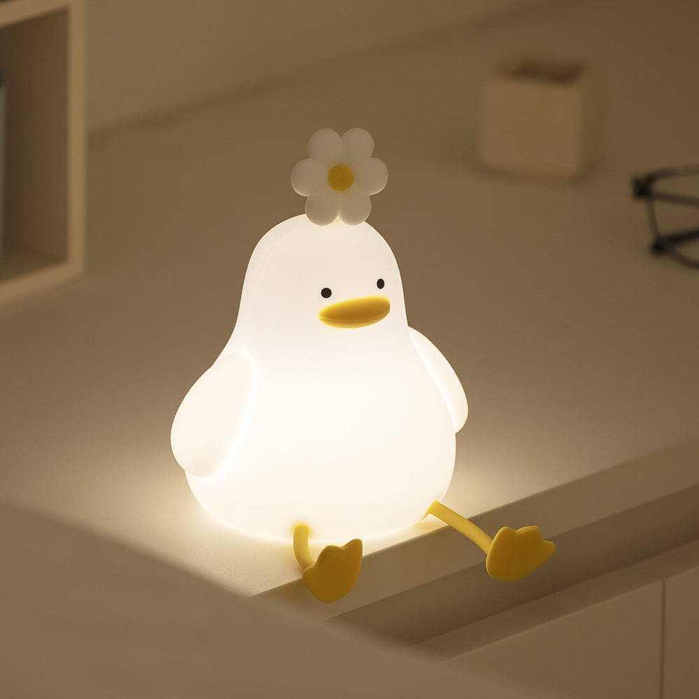 Flower Duck LED Squishy Night Light For Gift USB Rechargeable Duck Lamp