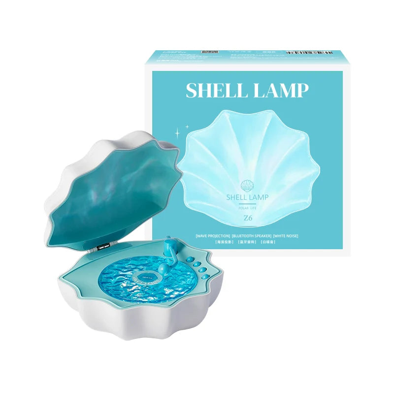 Shell Lamp Waves Retro Bluetooth Plattenspieler LED Nachtlicht - Perfektes Geschenk für Kinder und Mädchen