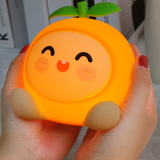 Squishy Silicone Smiley Orange LED Night Light - Perfect Gift for Kids and Girls