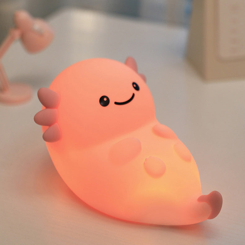 Veilleuse LED Axolotl rose en silicone souple - Cadeau idéal pour les enfants et les filles