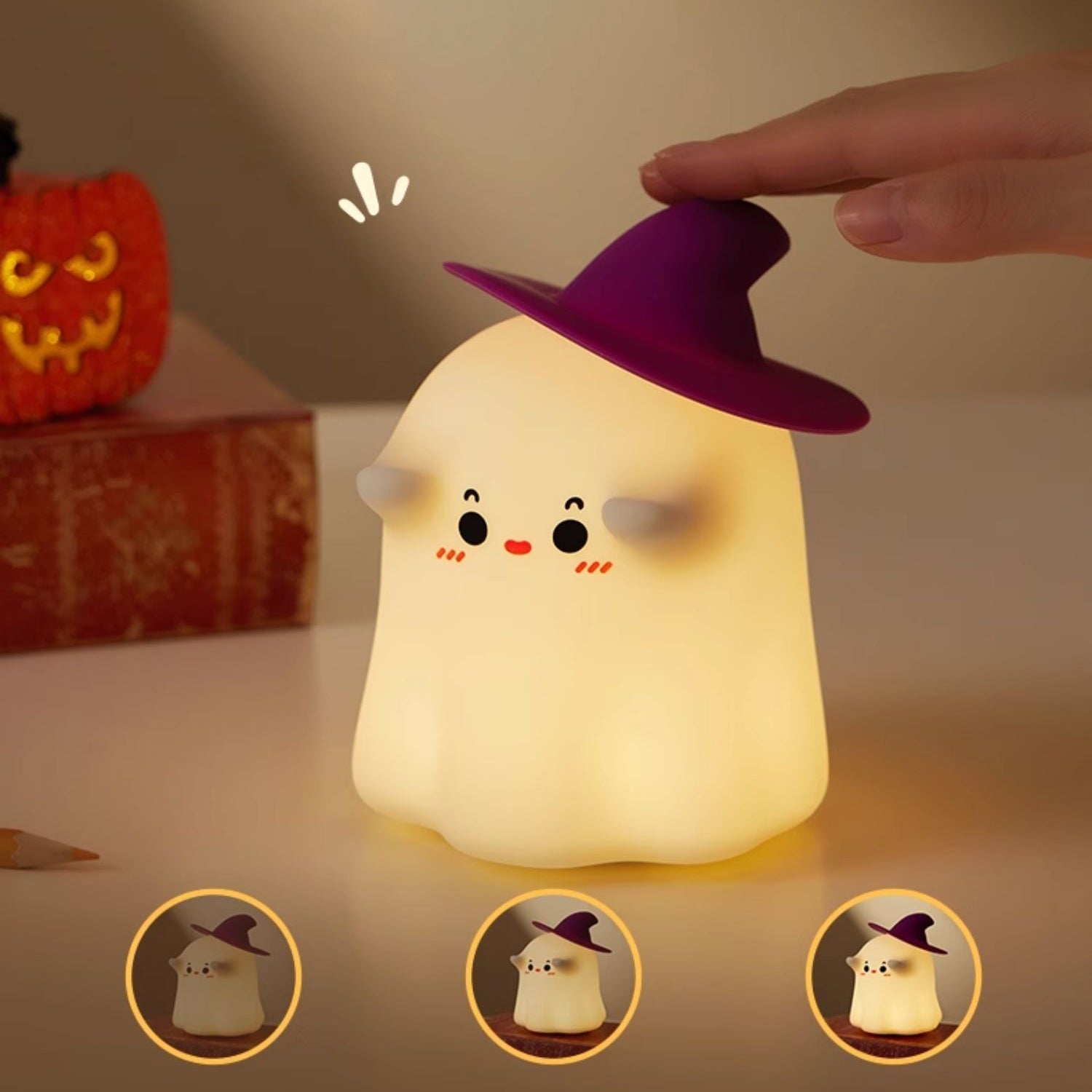 Lampe de nuit LED fantôme d'Halloween Squishy Tap Tap