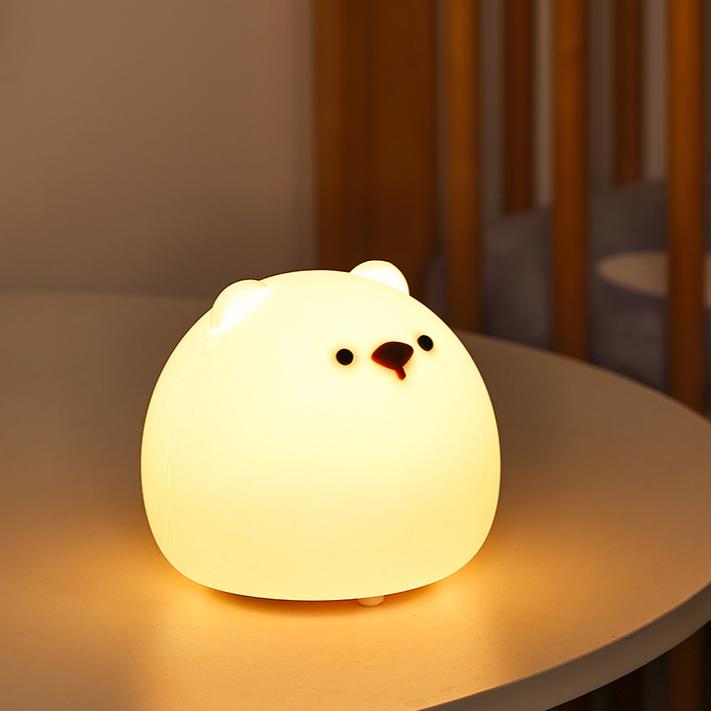 Squishy Silicone Chubby  Bear LED Night Light - Perfect Gift for Kids and Girls