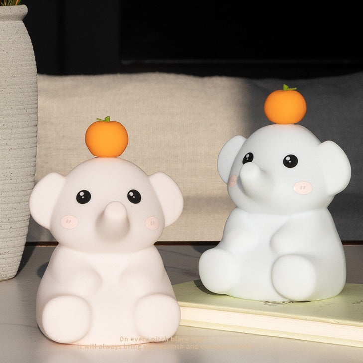 Squishy Silicone Orange Elephant LED Night Light - Perfect Gift for Kids and Girls