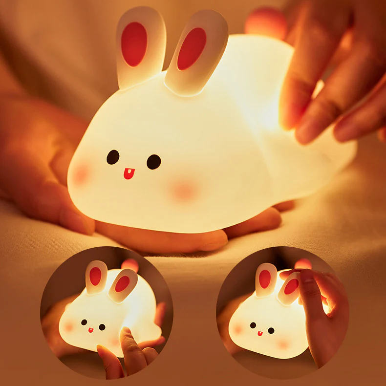 Niedliche Kaninchen LED Squishy Tap Tap Nachtlicht Lampe