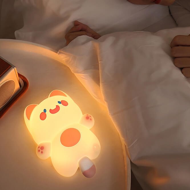 Veilleuse LED en silicone souple en forme de chat griffonné - Cadeau idéal pour les enfants et les filles 