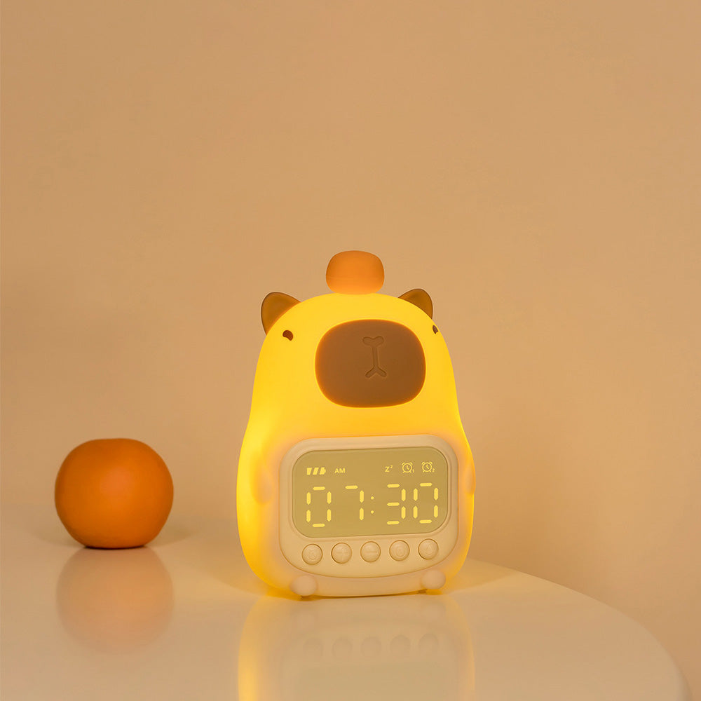 Réveil Capybara en silicone souple avec veilleuse LED - Cadeau idéal pour les enfants et les filles