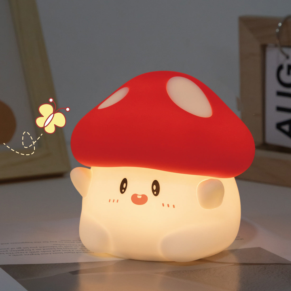 Squishy Silikon-LED-Nachtlicht in Form eines entzückenden Pilzes – perfektes Geschenk für Kinder und Mädchen