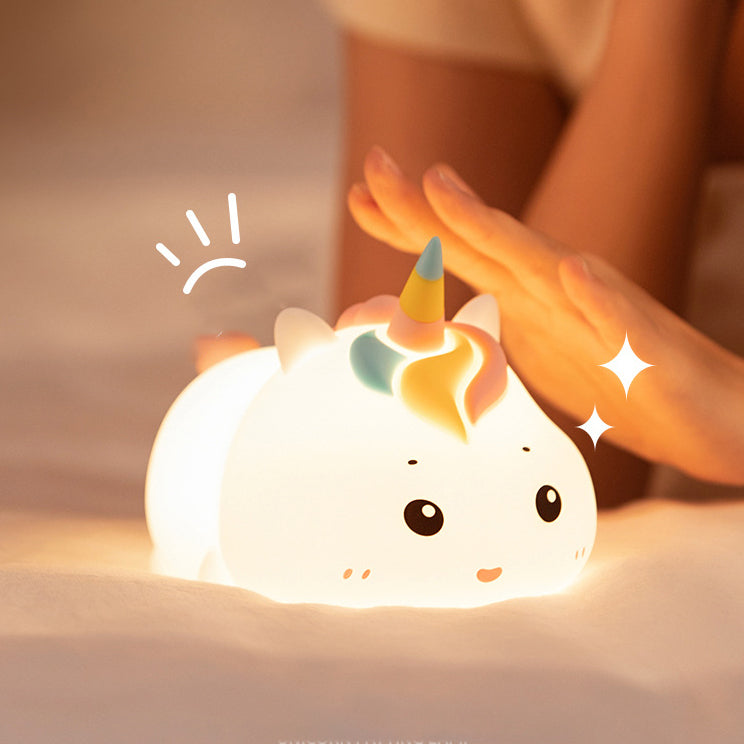 Unicorn Lying Night Light LED Squishy Silicone Tap Lamp Best Gift for Baby and Girl