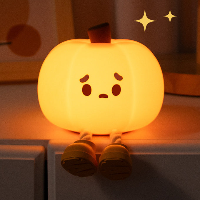 Pumpkin Night Light LED Squishy Silicone Tap Lamp Best Gift for Baby and Girl