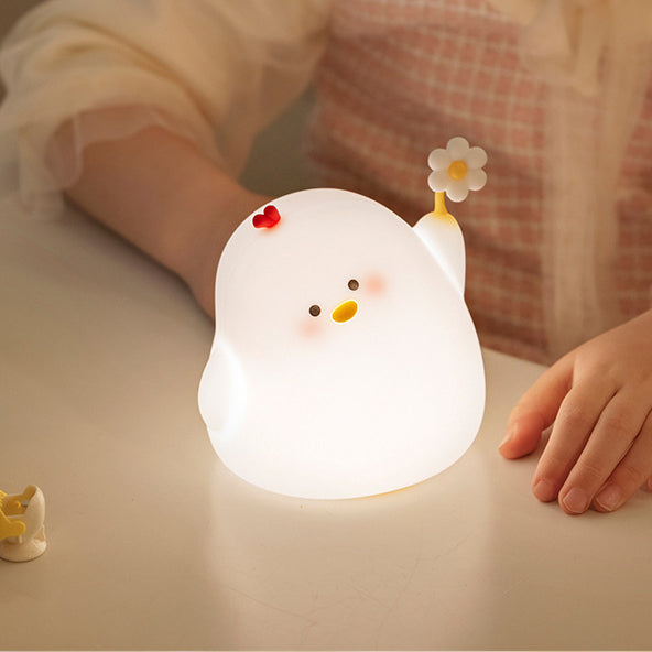 Veilleuse LED en forme de poulet en silicone souple, cadeau idéal pour bébé et fille