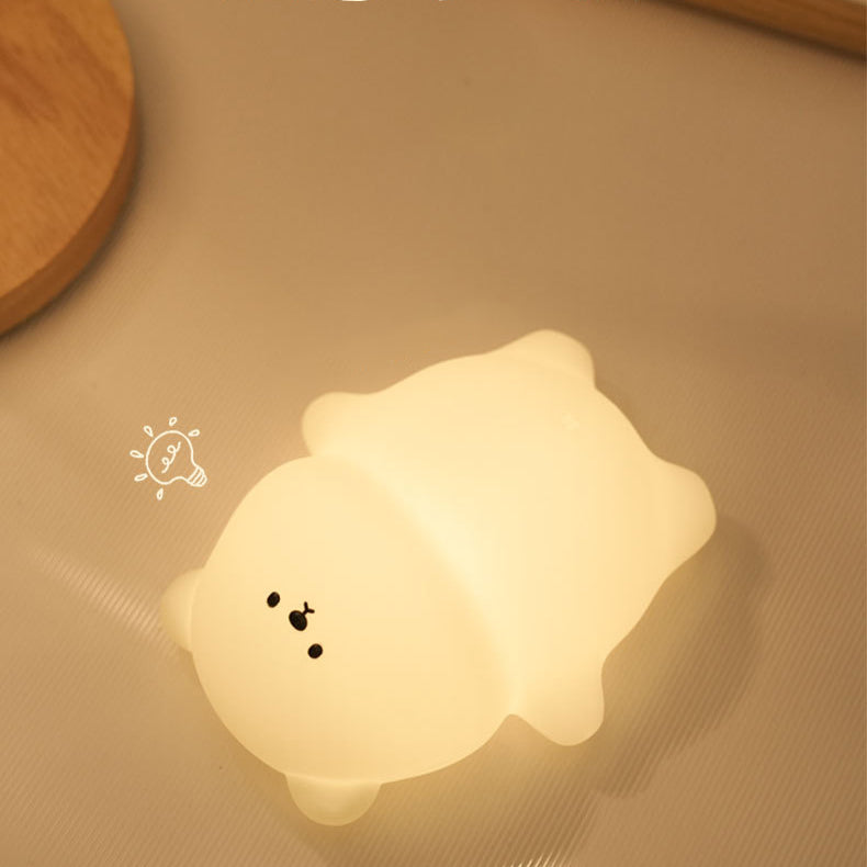 Veilleuse LED en silicone souple en forme de petit ours blanc - Cadeau idéal pour les enfants et les filles