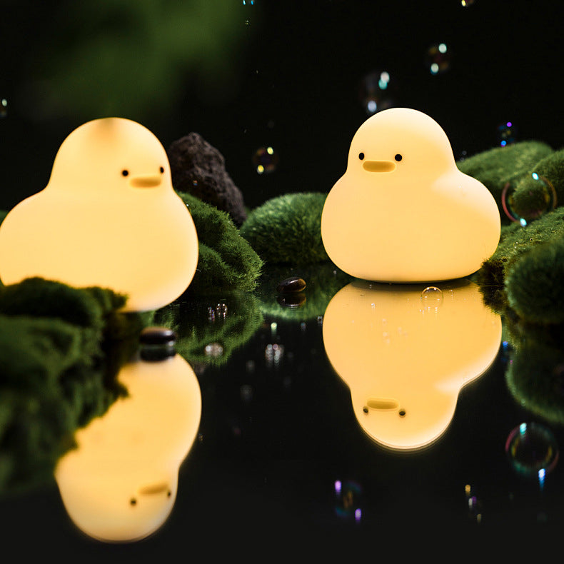 Veilleuse mignonne en forme de petit canard en silicone souple à LED, meilleur cadeau pour bébé et fille