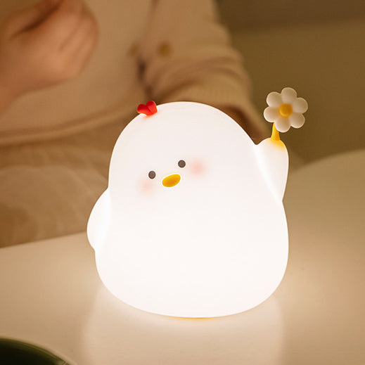 Süßes Hühner-Nachtlicht, LED, matschig, Silikon, Wasserhahn-Lampe, tolles Geschenk für Baby und Mädchen