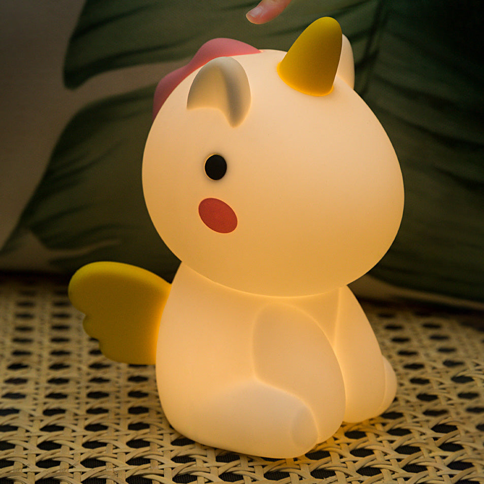 Veilleuse LED en silicone souple en forme de licorne - Cadeau idéal pour les enfants et les filles