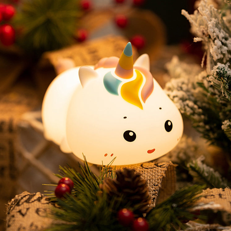 Veilleuse licorne couchée à LED en silicone souple, meilleur cadeau pour bébé et fille