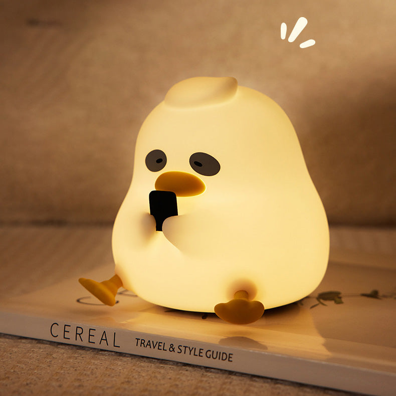 Lampe de nuit LED en forme de canard mignon et spongieux pour cadeau Lampe de canard rechargeable par USB