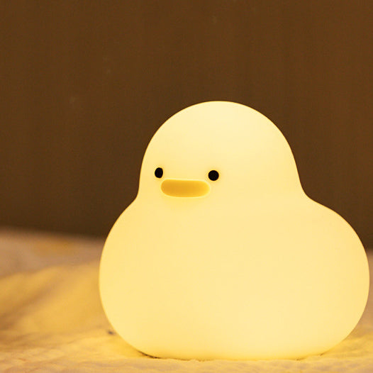 Veilleuse mignonne en forme de petit canard en silicone souple à LED, meilleur cadeau pour bébé et fille