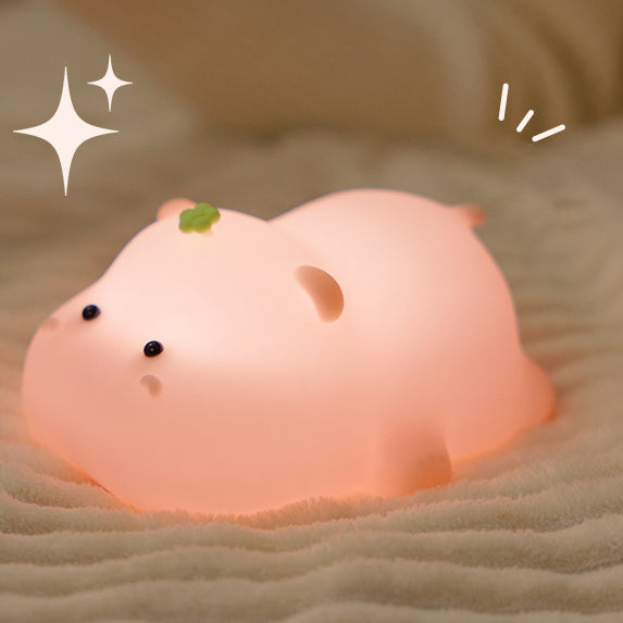 Veilleuse LED en silicone souple en forme d'hippopotame - Cadeau idéal pour les enfants et les filles