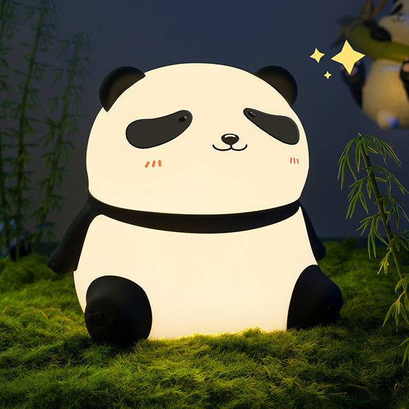 Veilleuse LED en silicone souple en forme de panda détendu - Cadeau idéal pour les enfants et les filles