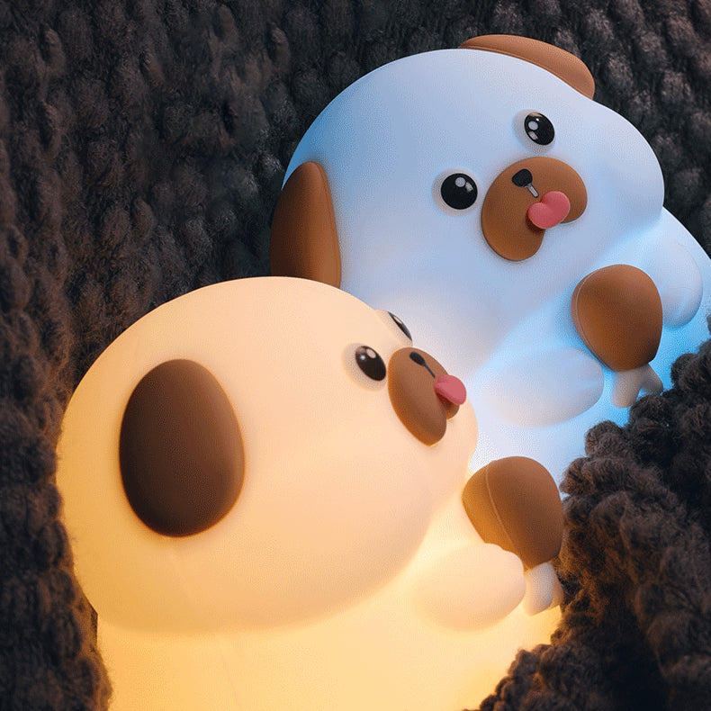 Veilleuse LED en silicone en forme de chiot gourmand - Cadeau idéal pour les enfants et les filles