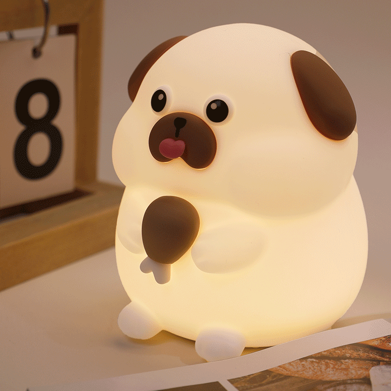 Squishy Silicone Greedy Puppy LED Night Light - Perfect Gift for Kids and Girls