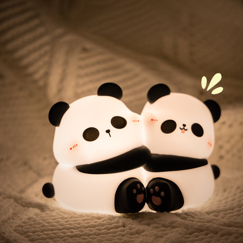 Veilleuse LED en forme de panda avec poignée en silicone souple - Cadeau idéal pour les enfants et les filles