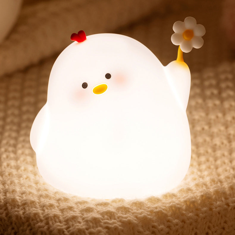 Veilleuse LED en forme de poulet en silicone souple, cadeau idéal pour bébé et fille