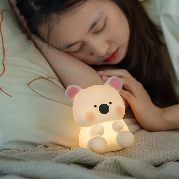 Squishy Silikon-Koala mit Hut, LED-Nachtlicht – perfektes Geschenk für Kinder und Mädchen