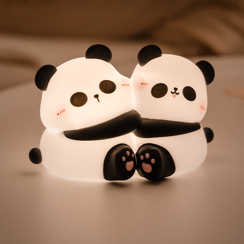 Veilleuse LED en forme de panda avec poignée en silicone souple - Cadeau idéal pour les enfants et les filles