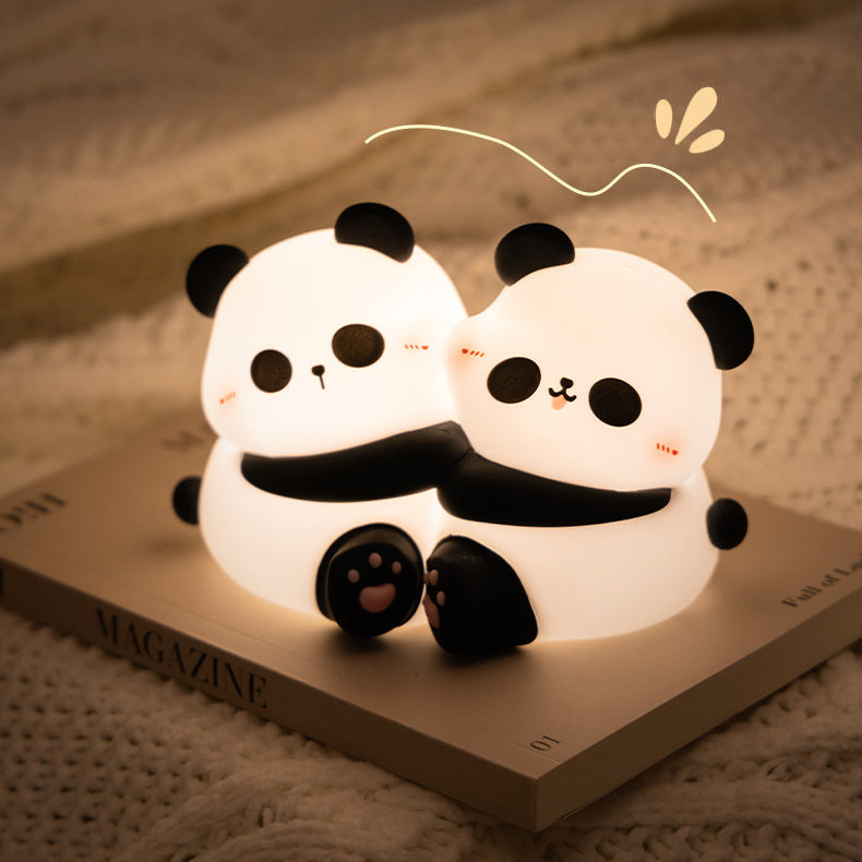 Veilleuse LED en forme de panda avec poignée en silicone souple - Cadeau idéal pour les enfants et les filles