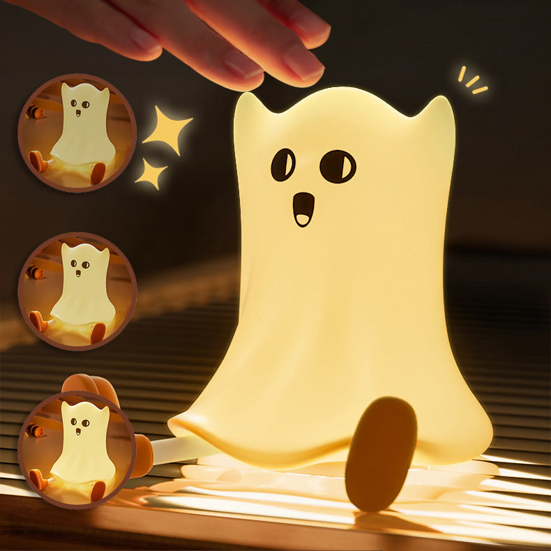 Halloween Ghost Night Light LED Squishy Silicone Tap Lamp Best Gift for Baby and Girl