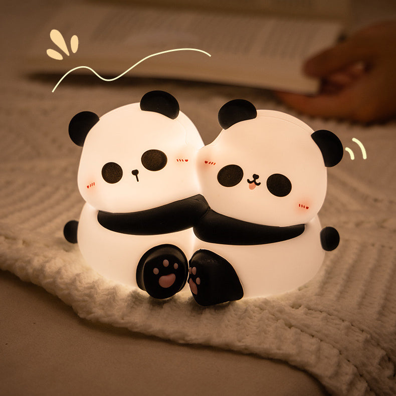 Veilleuse LED en forme de panda avec poignée en silicone souple - Cadeau idéal pour les enfants et les filles