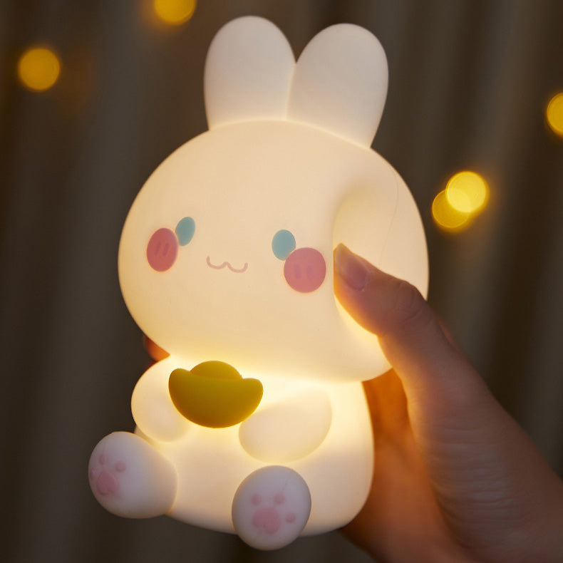 Veilleuse LED en silicone souple en forme de lapin riche - Cadeau idéal pour les enfants et les filles