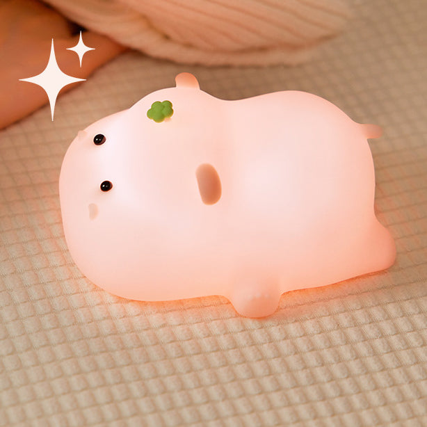 Veilleuse LED en silicone souple en forme d'hippopotame - Cadeau idéal pour les enfants et les filles