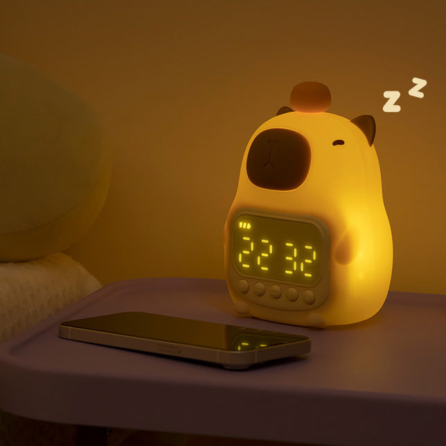 Réveil Capybara en silicone souple avec veilleuse LED - Cadeau idéal pour les enfants et les filles