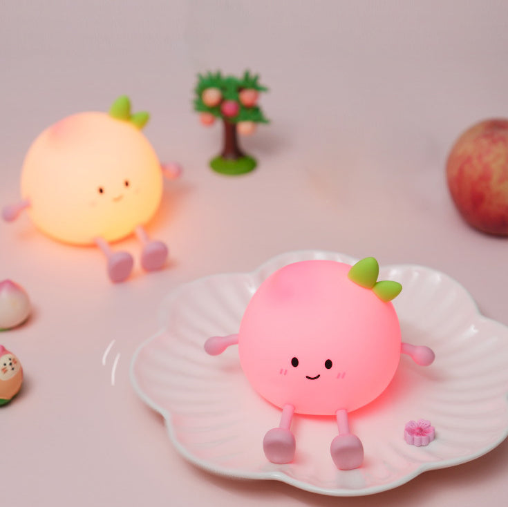 Squishy-LED-Nachtlicht aus Silikon in Pfirsichform – perfektes Geschenk für Kinder und Mädchen