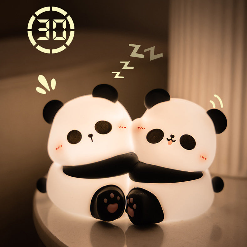 Veilleuse LED en forme de panda avec poignée en silicone souple - Cadeau idéal pour les enfants et les filles