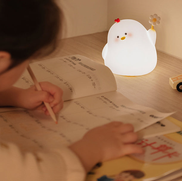 Veilleuse LED en forme de poulet en silicone souple, cadeau idéal pour bébé et fille