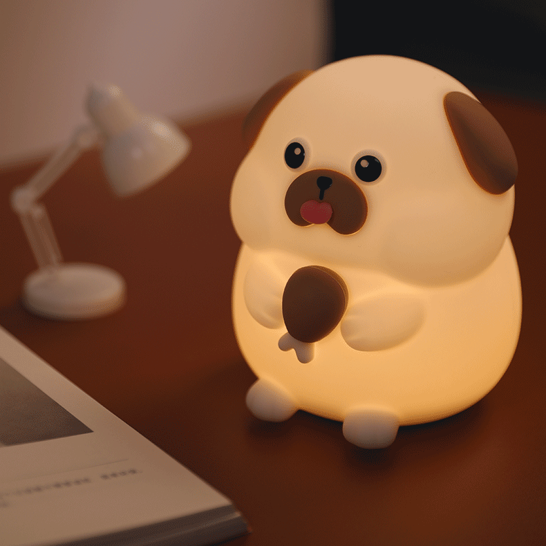 Veilleuse LED en silicone en forme de chiot gourmand - Cadeau idéal pour les enfants et les filles