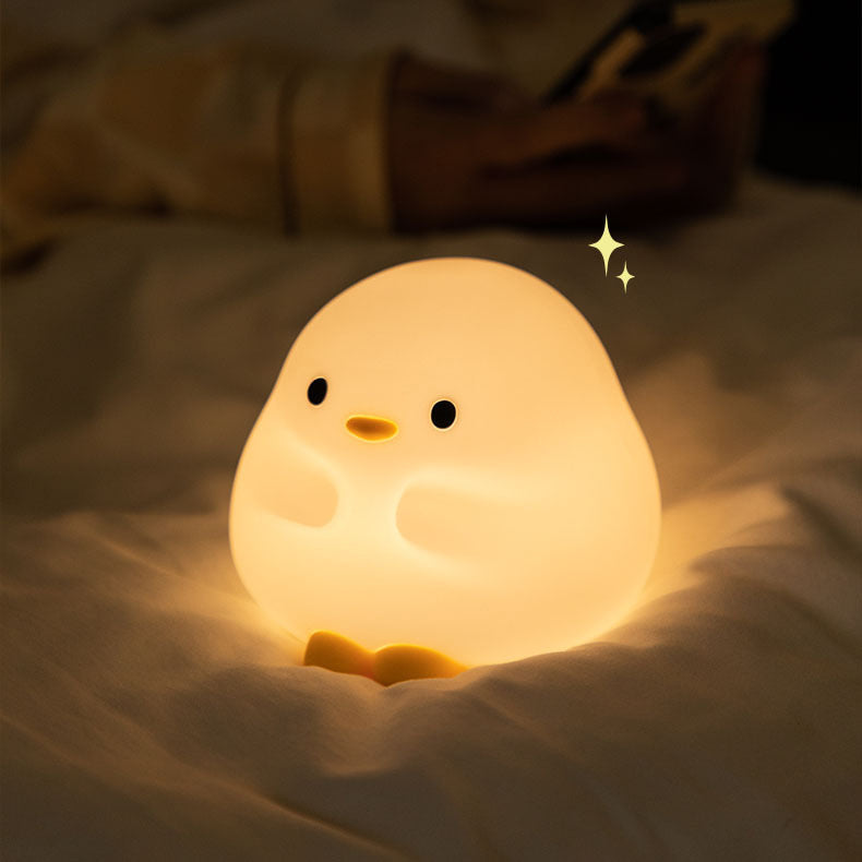 Veilleuse LED en forme de canard douillet en silicone - Cadeau idéal pour bébé et fille