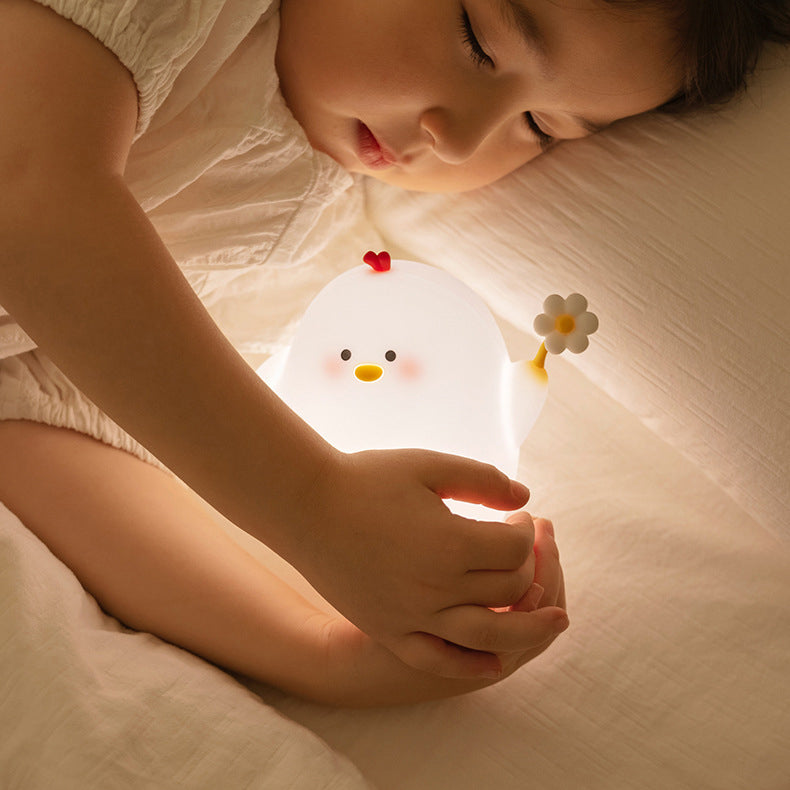 Veilleuse LED en forme de poulet en silicone souple, cadeau idéal pour bébé et fille