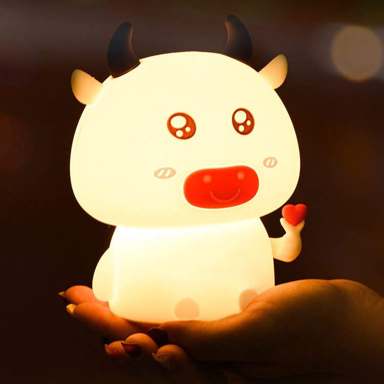 Veilleuse LED en silicone souple en forme de vache - Cadeau idéal pour bébé et fille