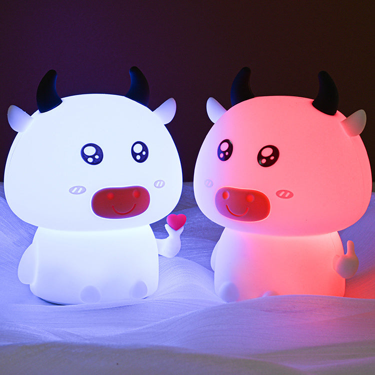 Veilleuse LED en silicone souple en forme de vache - Cadeau idéal pour bébé et fille