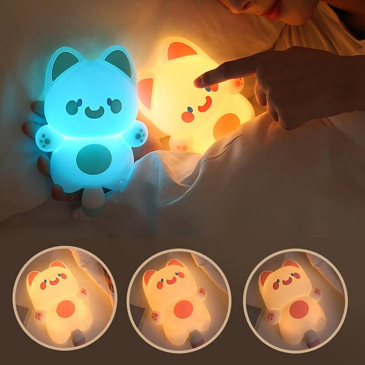 Veilleuse LED en silicone souple en forme de chat griffonné - Cadeau idéal pour les enfants et les filles 