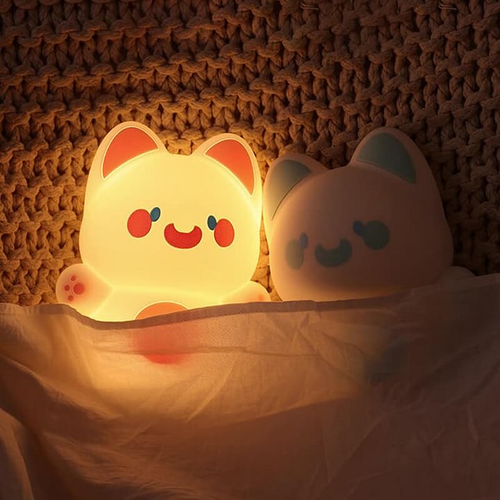 Veilleuse LED en silicone souple en forme de chat griffonné - Cadeau idéal pour les enfants et les filles 