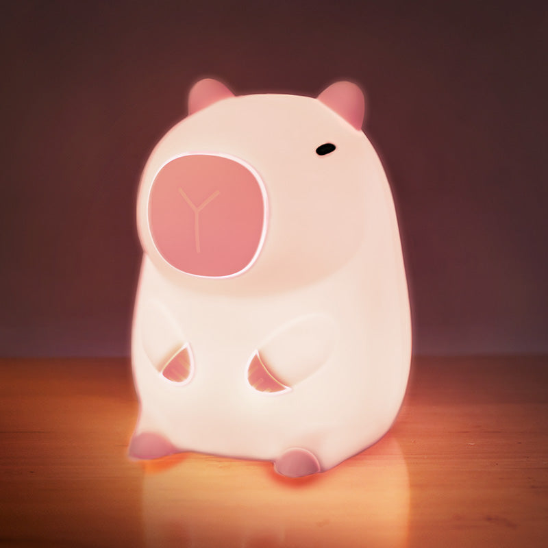 Veilleuse Squishy Capybara rose - Cadeau idéal pour les enfants et les filles