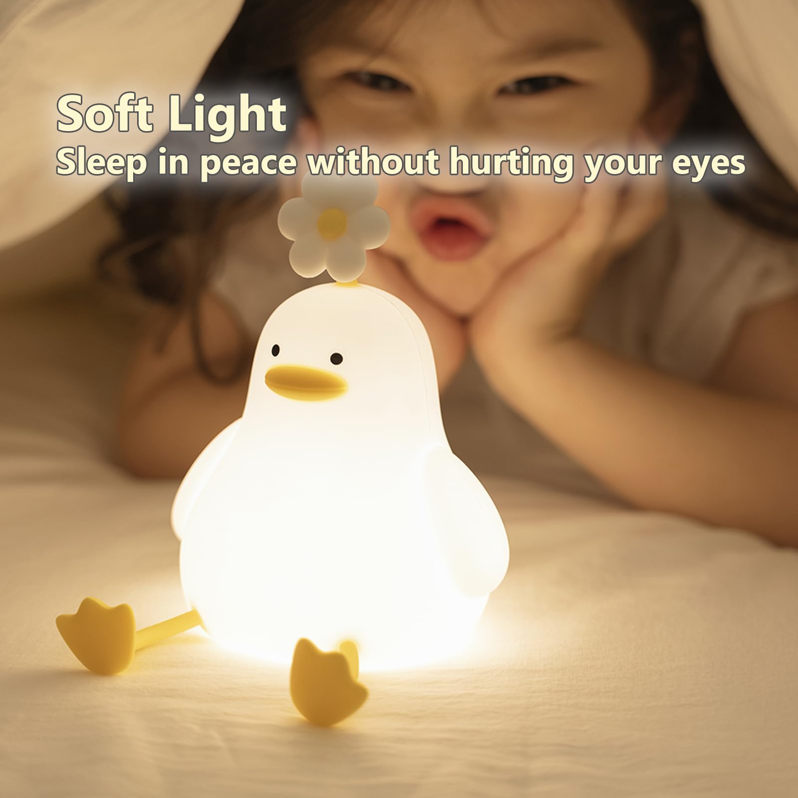 Flower Duck LED Squishy Night Light For Gift USB Rechargeable Duck Lamp