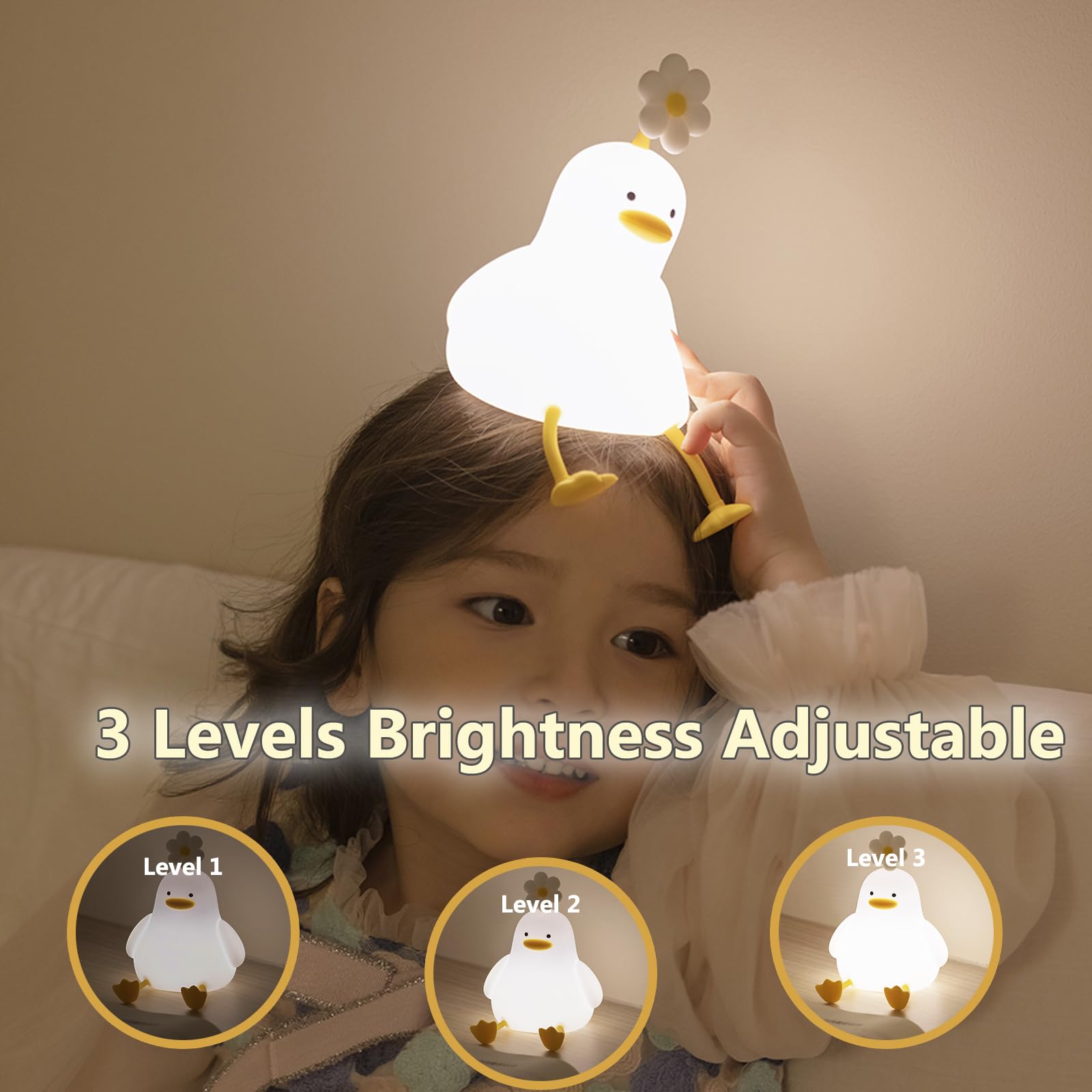 Flower Duck LED Squishy Night Light For Gift USB Rechargeable Duck Lamp