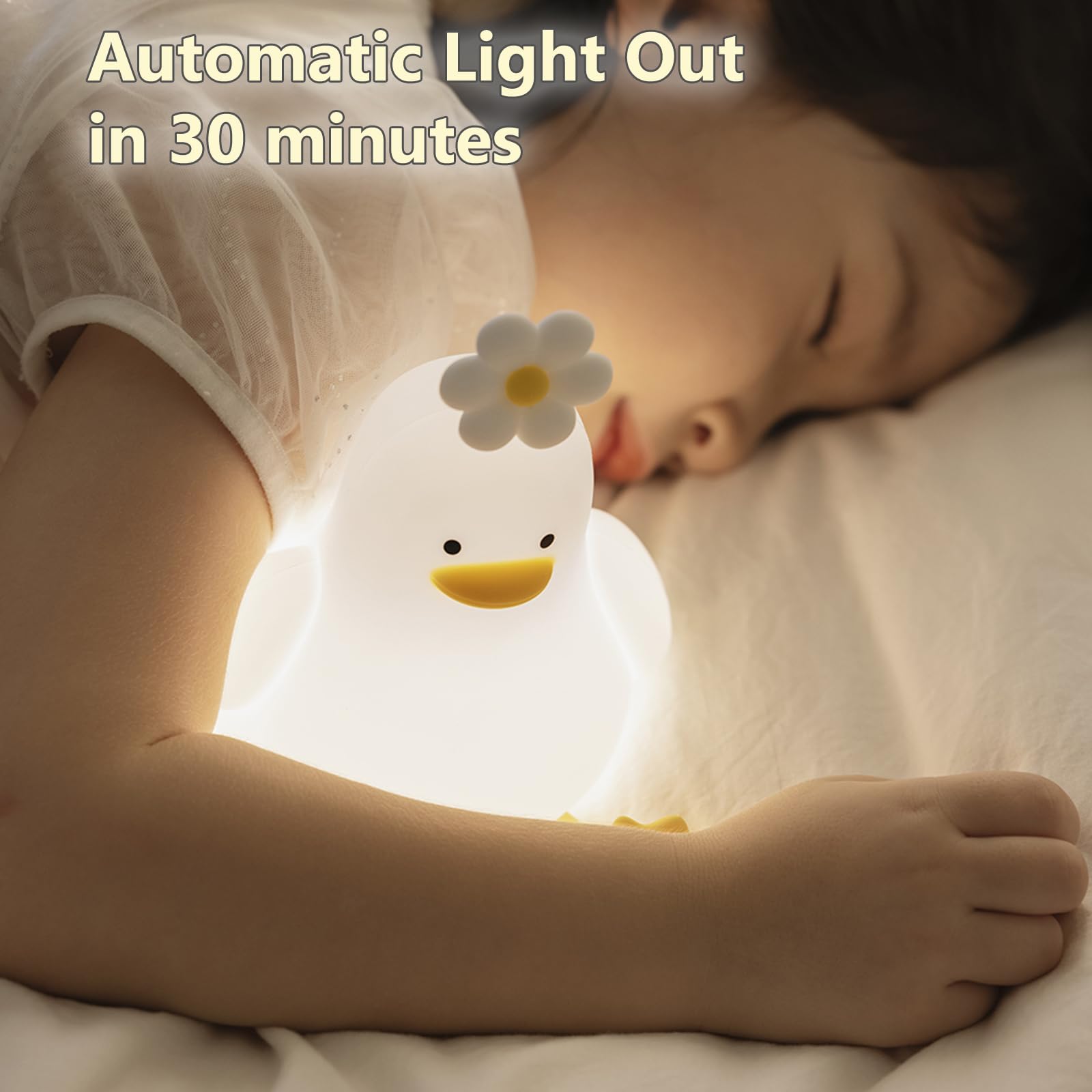 Lampe de nuit LED en forme de canard en forme de fleur pour cadeau Lampe de canard rechargeable par USB